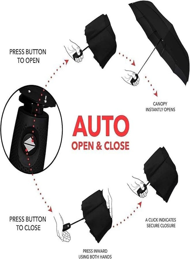 Feinerman مظلة فينرمان المحمولة ذاتية الفتح والإغلاق للرجال والنساء، مظلة سفر مقاومة للرياح للأمطار الغزيرة والشمس، مظلة كبيرة الحجم للفتيات مع حماية من الأشعة فوق البنفسجية، مظلة سيارة قابلة للطي صغيرة الحجم (أسود) - Image 4