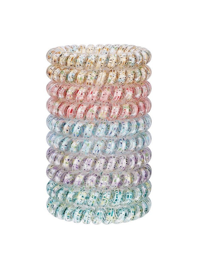 JessLab JessLab Spiral Hair Ties for Ladies, 10-Pack Elastic Hair Ties, Cute Plastic Coil Hair Ties, No-Damage Hair Accessory for Women and Children with Thick or Thinning Hair, Mix Color 12  - Image 1