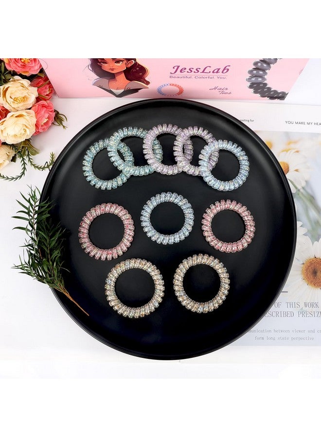 JessLab JessLab Spiral Hair Ties for Ladies, 10-Pack Elastic Hair Ties, Cute Plastic Coil Hair Ties, No-Damage Hair Accessory for Women and Children with Thick or Thinning Hair, Mix Color 12  - Image 4