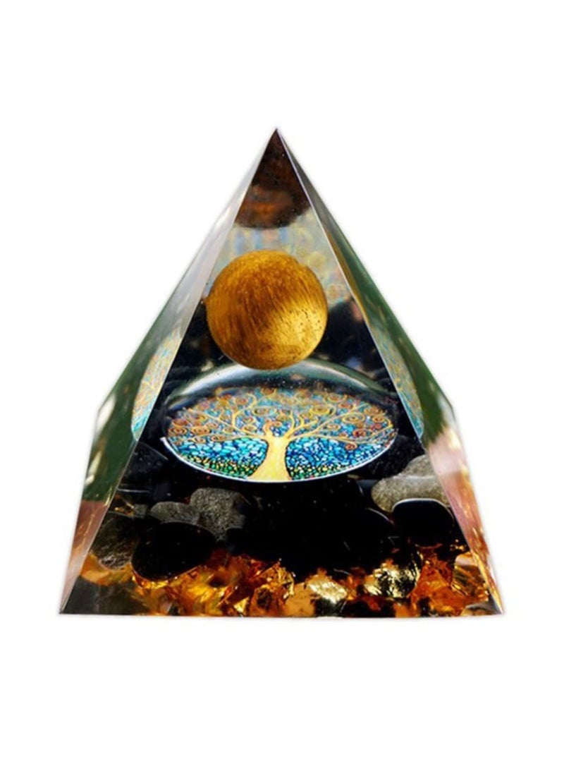 Excefore Moonstone Crystal Orgone Pyramid Crystal Energy Tower Nature Reiki Chakra Crushed Stone Jewelry Flower of Life Crystal Pyramid Healing Chakra Pyramid - Image 1