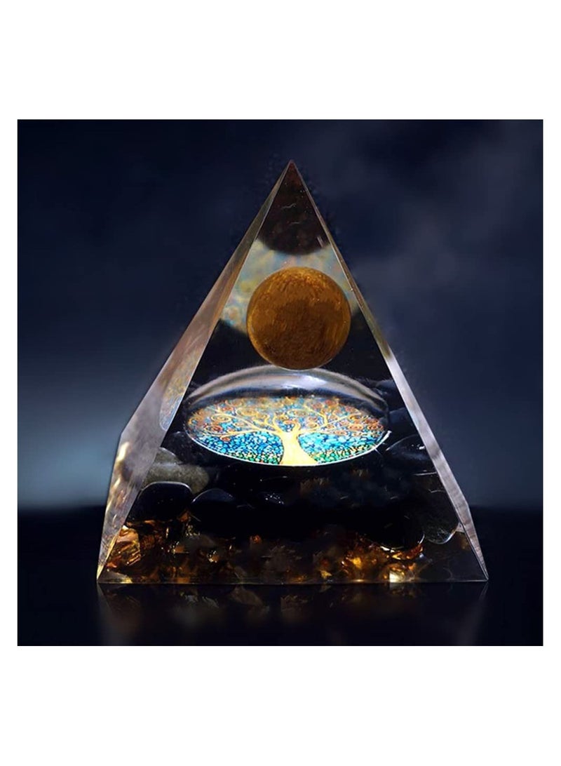 Excefore Moonstone Crystal Orgone Pyramid Crystal Energy Tower Nature Reiki Chakra Crushed Stone Jewelry Flower of Life Crystal Pyramid Healing Chakra Pyramid - Image 5