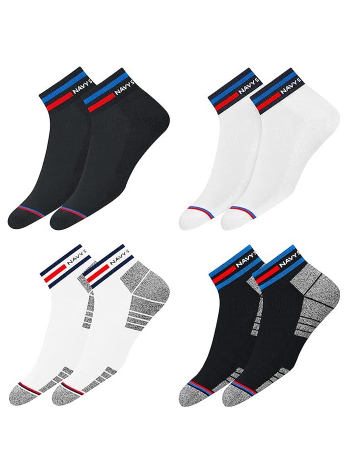 NAVYSPORT NAVYSPORT Originals Unisex Casual Cushion Cotton Ankle Socks, Assorted Combo, Pack of 4, Free Size - Image 1