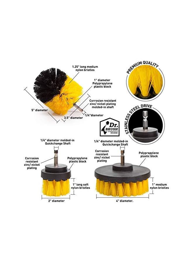 promass Drill Brush, 8 Piece Drill Brush Attachment Set Scouring Pads, Power Scrubber Brush Scrub Pads Cleaning Kit All Purpose Cleaner for Bathroom Surfaces, Floor, Tub, Shower, Grout, Tile, Corners - Image 3