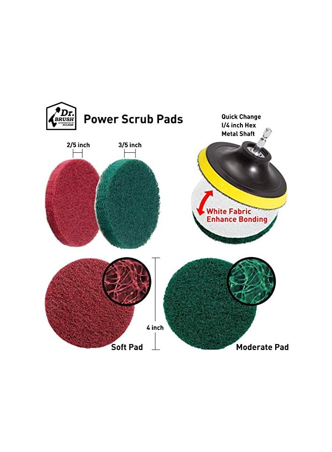 promass Drill Brush, 8 Piece Drill Brush Attachment Set Scouring Pads, Power Scrubber Brush Scrub Pads Cleaning Kit All Purpose Cleaner for Bathroom Surfaces, Floor, Tub, Shower, Grout, Tile, Corners - Image 2