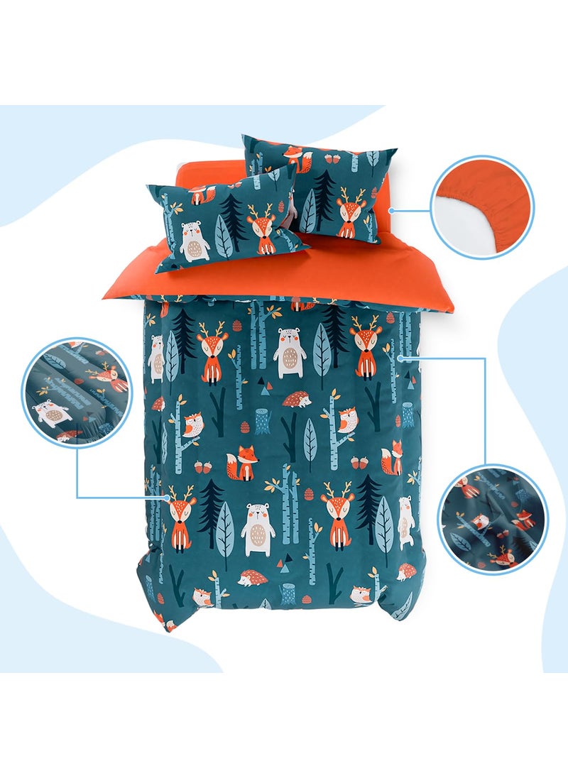 SANDJEST Woodland Animal Kids Bedding Set for Boys  Ultra Soft Microfiber Comforter Set Full Size 4-Pieces  Comforters Bed Sets for Kid Tween Teen Bedroom Decor  - Image 2
