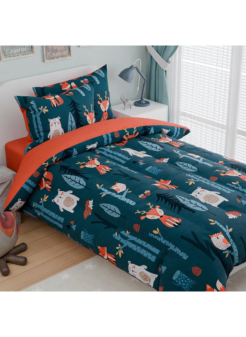 SANDJEST Woodland Animal Kids Bedding Set for Boys  Ultra Soft Microfiber Comforter Set Full Size 4-Pieces  Comforters Bed Sets for Kid Tween Teen Bedroom Decor  - Image 3