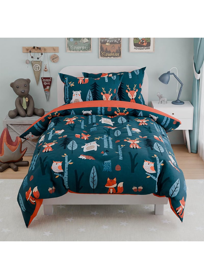 SANDJEST Woodland Animal Kids Bedding Set for Boys  Ultra Soft Microfiber Comforter Set Full Size 4-Pieces  Comforters Bed Sets for Kid Tween Teen Bedroom Decor  - Image 4