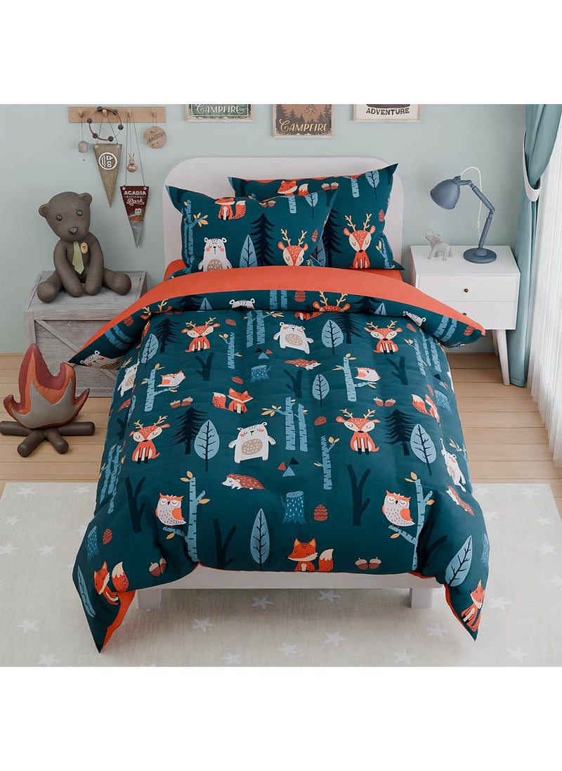 SANDJEST Woodland Animal Kids Bedding Set for Boys  Ultra Soft Microfiber Comforter Set Full Size 4-Pieces  Comforters Bed Sets for Kid Tween Teen Bedroom Decor  - Image 1