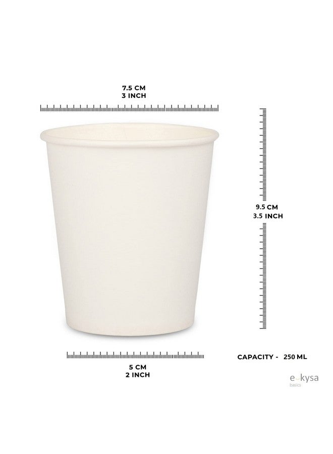 e kysa basics ekysa Basics Paper Disposable Tea/Coffee Cups - 250 ml, Eco-Friendly, Leak-Resistant, for Hot Beverages, White, Pack of 100 - Image 2