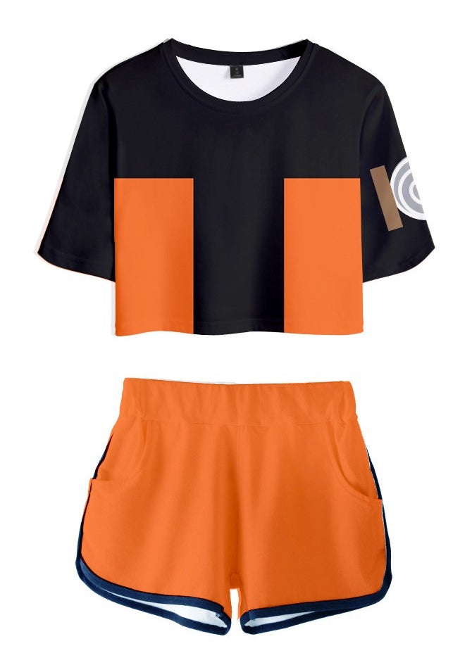 KUYING New Naruto Crop Top Short T Shorts Set  - Image 1
