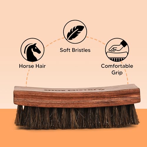 Shoe Mistri Shoe Brush - Horsehair Curved, Buffing Shinning Dusting Brush, Shoe Polish Brush - Concave Handle for Premium Grip - Suitable for Brushing, Polishing, Buffing and Shining - 14x4.5x4.5CMs - Image 4