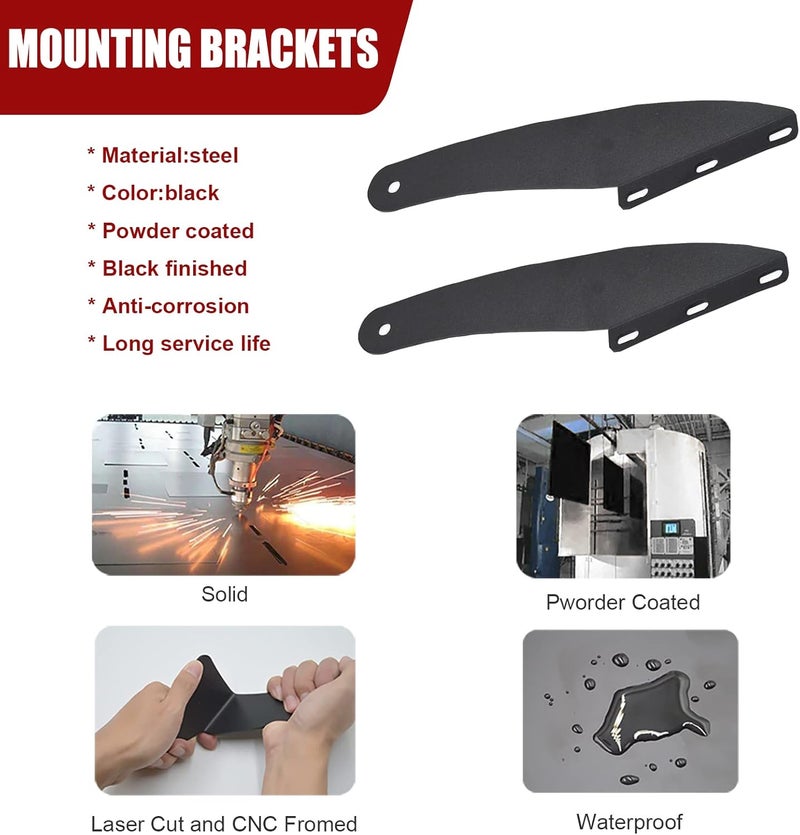 Wsays XJMOTO Upper Windshield Roof Mount Brackets for 50 inch Curved Off-road LED Light Bar - Fits 1993-2011 Ford Ranger Models - Image 3