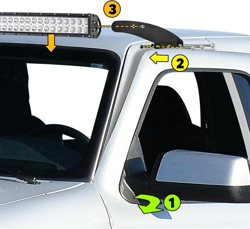 Wsays XJMOTO Upper Windshield Roof Mount Brackets for 50 inch Curved Off-road LED Light Bar - Fits 1993-2011 Ford Ranger Models - Image 4