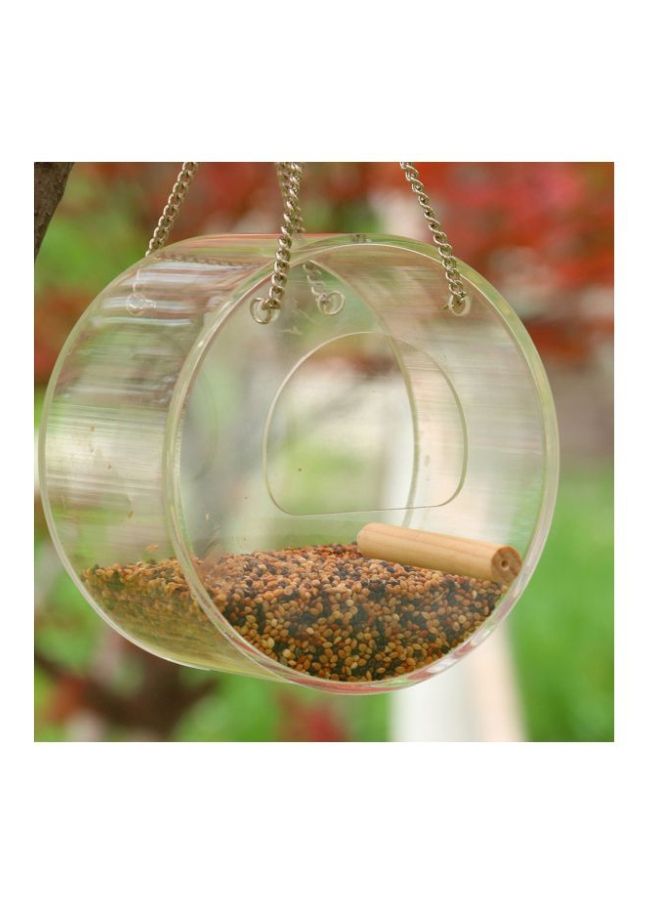 NIBEMINENT Hanging Bird Feeder House Clear/Silver 13x8x8centimeter - Image 5