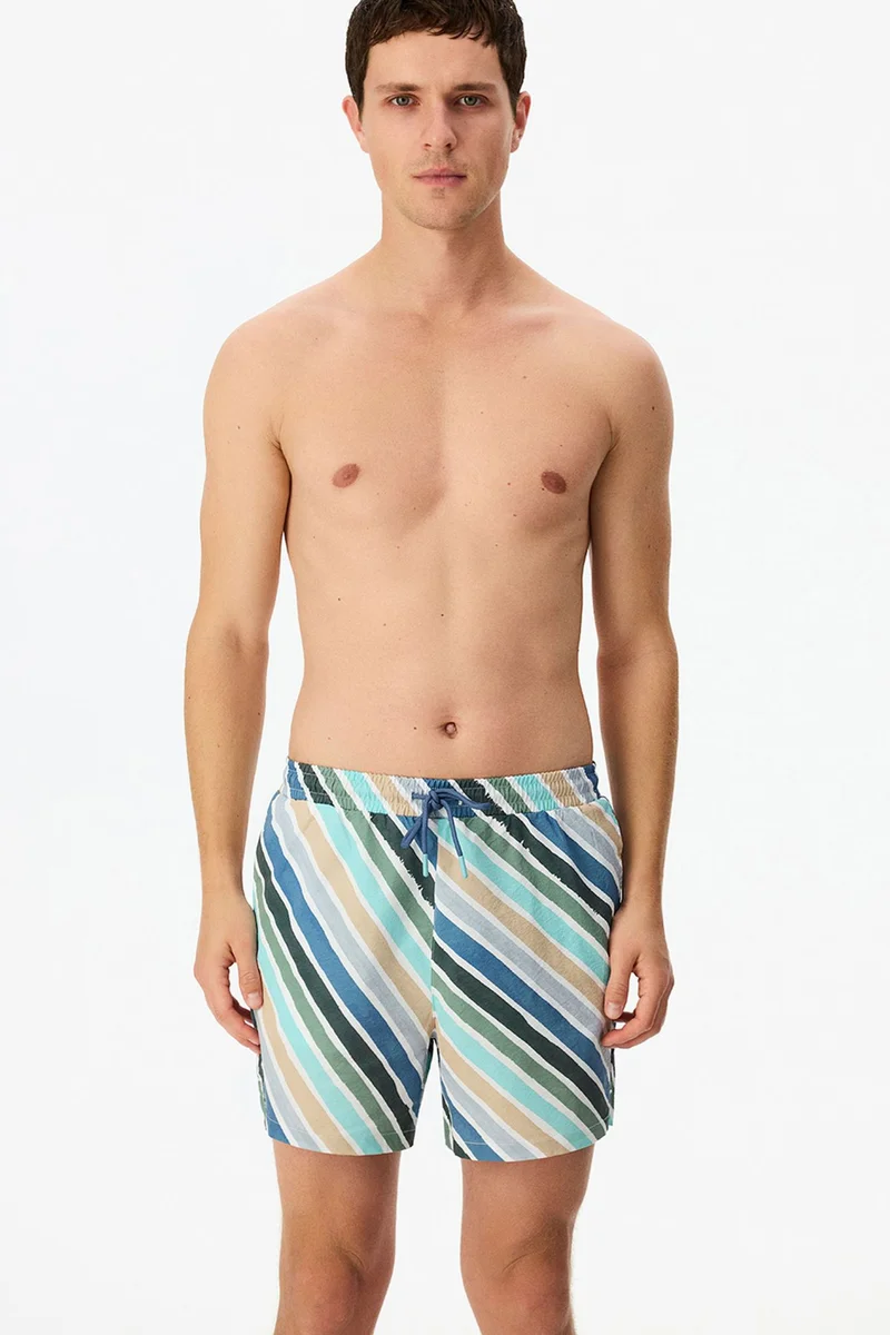 بنتي PENTI Men's Cros Line Striped Swim Shorts