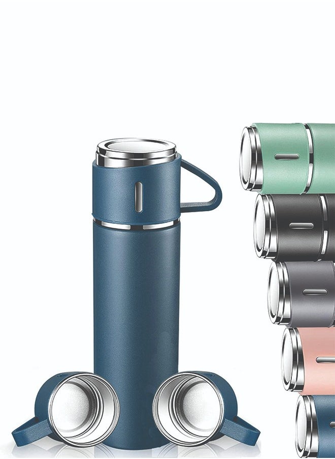 YANEK YANEK 500ml Stainless Steel Vacuum Thermos flask with Silicone Handle and Insulated Water bottle with 2 stainless steel cups  - Image 1