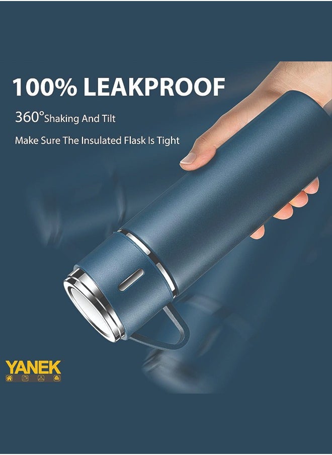 YANEK YANEK 500ml Stainless Steel Vacuum Thermos flask with Silicone Handle and Insulated Water bottle with 2 stainless steel cups  - Image 5