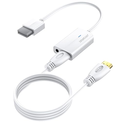 AUTOUTLET Wii to HDMI Converter 1080P with 6ft High Speed HDMI Cable Wii2 HDMI Adapter with Blue Indicator, Output Video&Audio with 3.5mm Jack Audio Compatible with Full HD Devices - Image 1