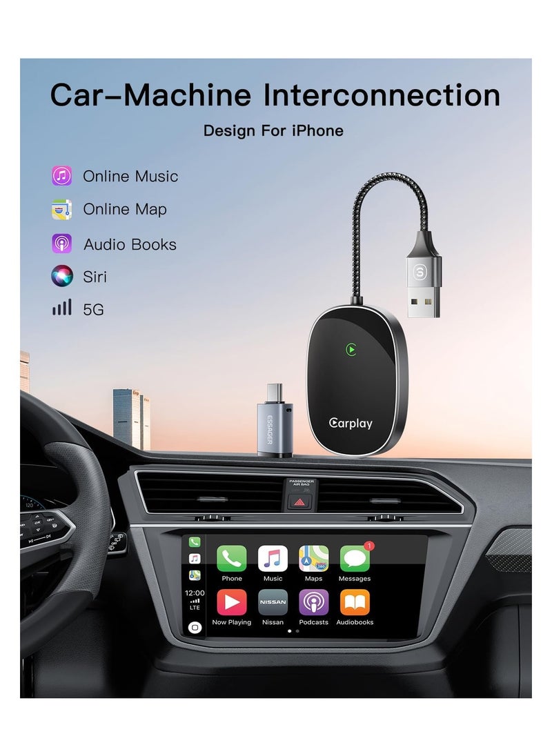 SYOSI Wireless CarPlay Adapter for iPhone, Universal, Converts Wired to Wireless CarPlay Dongle, Plug & Play Compatible with BMW, Lexus, Ford, Benz, Audi, Volvo, and More - iOS 10+ Supported  - Image 4