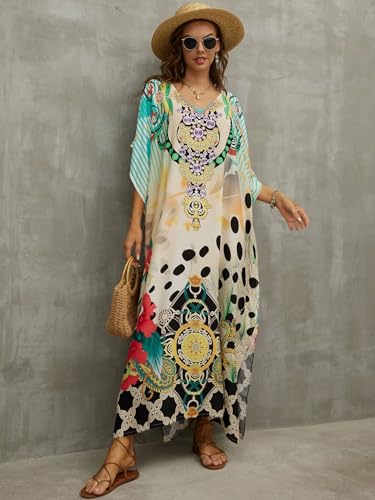 IMAGEKOPE Kaftan Dresses for Women Plus Size Bathing Suit Cover up Caftan Maxi Beach Dresses - Image 2