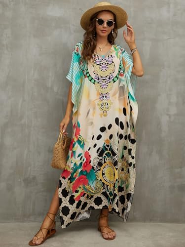 IMAGEKOPE Kaftan Dresses for Women Plus Size Bathing Suit Cover up Caftan Maxi Beach Dresses - Image 4
