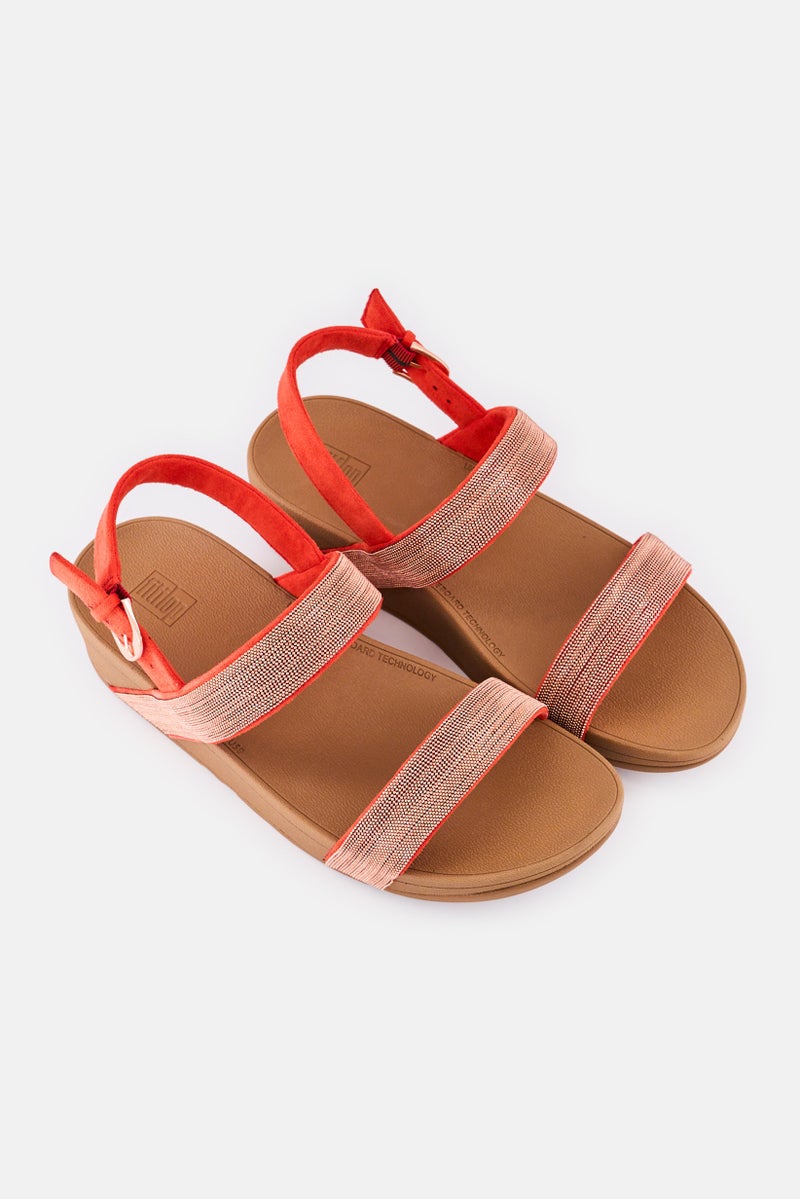 FitFlop صنادل نسائية لوتي شيمرمش قابلة للتعديل مع مشبك، أحمر شغف - Image 4