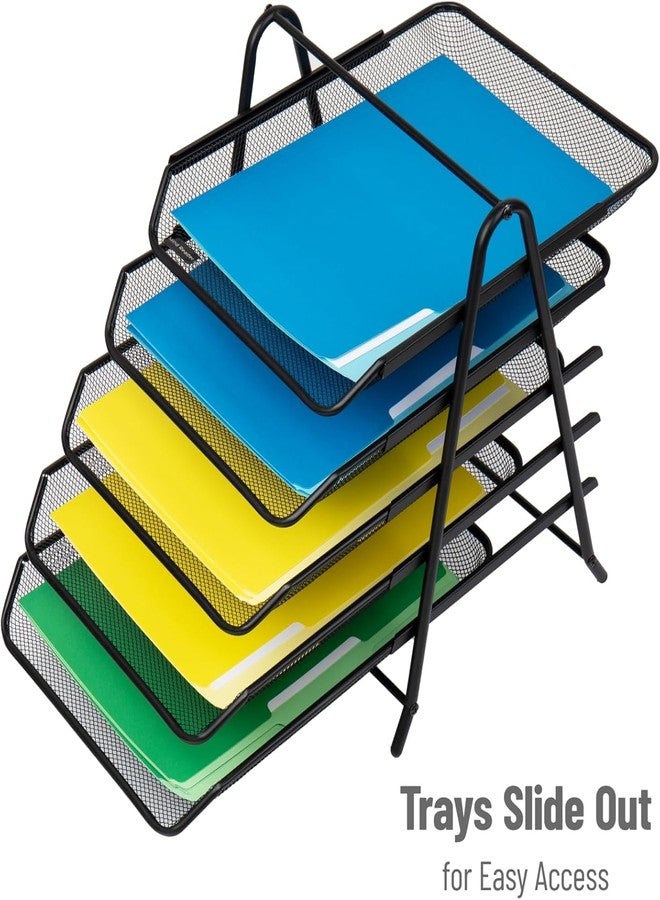 Foscadit 5-Tier Metal Mesh File Desk Tray A4 Documents | Papers Letters folders Holder Desk Organizer for Home and Office - Image 3