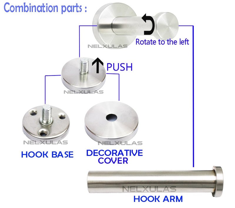 NELXULAS Brushed Stainless Steel Bath Towel Hooks Single Super Heavy Duty Wall Mount Hook, Coat Hook (6", 4 PCS) - Image 3
