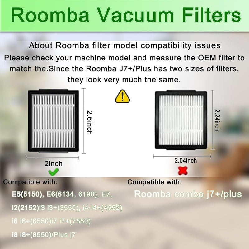 Cyorka 22 Pack Replacement Parts Compatible with iRobot Roomba J7 J7+ i7 i7+ i3 i3+ i4 i4+ i6 i6+ i8 i8+ E5 E6 E7 Robot Vacuum Accessories,2 Set of Rubber Brushes,10 Vacuum Filters,10 Side Brushes - Image 2