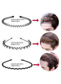 obmwang 10 Pack Metal Men Headband Unisex Spring Wavy Hair Hoop Men Women Sport Fashion Hair Bands Nonslip Headwear Hair Accessories For Women Men  - Image 4