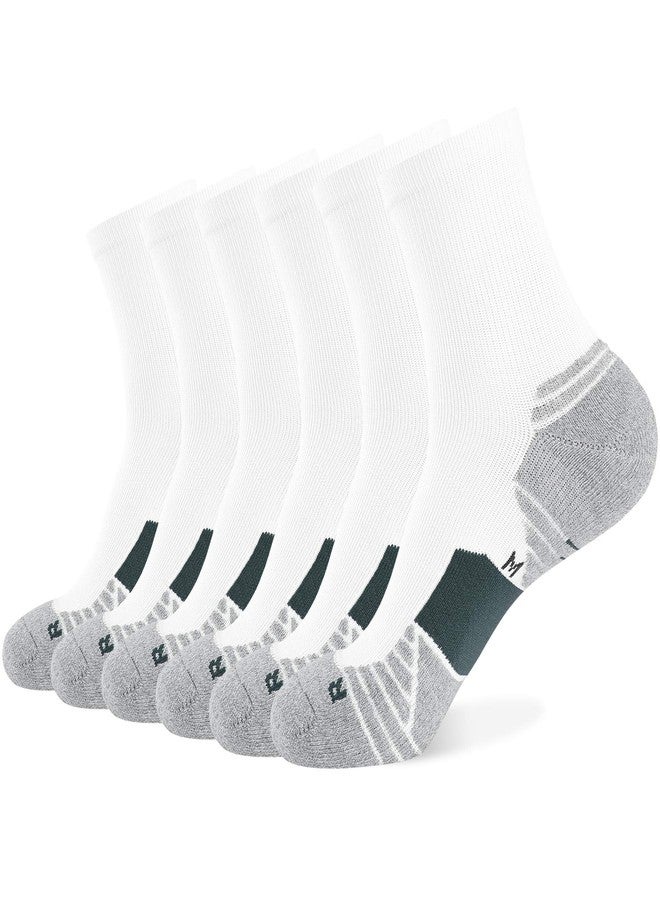 WANDER Men's Athletic Ankle Socks 6 Pairs Running Socks for Sport Low Cut Cycling Socks 6-9/10-12/12-14 (White Grey, Shoe Size: 10-12) - Image 1