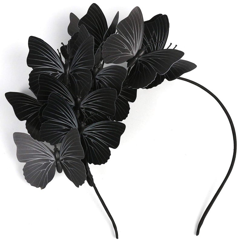 Coucoland Butterfly Fascinator Hat Monarch Butterfly Headband Crown Tea Party Halloween Costume Headpiece - Image 2