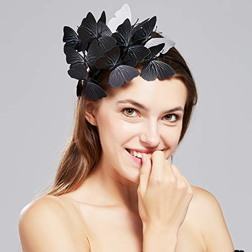 Coucoland Butterfly Fascinator Hat Monarch Butterfly Headband Crown Tea Party Halloween Costume Headpiece - Image 5