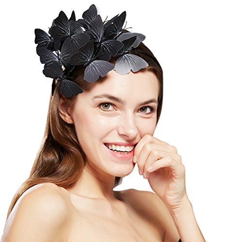 Coucoland Butterfly Fascinator Hat Monarch Butterfly Headband Crown Tea Party Halloween Costume Headpiece - Image 3