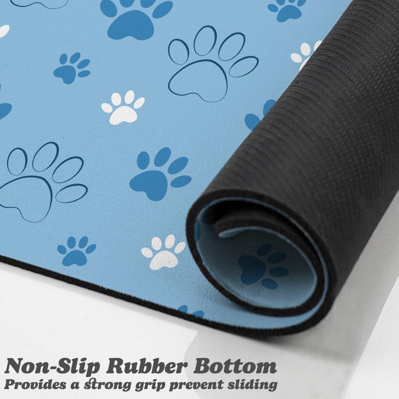 Zoeeya Dog Food Mat, Absorbent Water Bowl Mats Cat Pet Feeding Placemats Blue 12 * 20 inch - Image 3