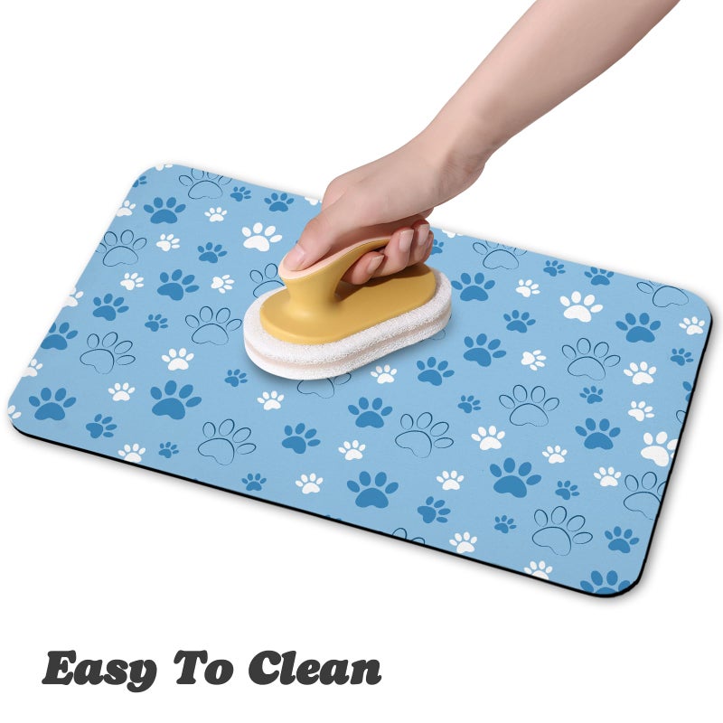 Zoeeya Dog Food Mat, Absorbent Water Bowl Mats Cat Pet Feeding Placemats Blue 12 * 20 inch - Image 4