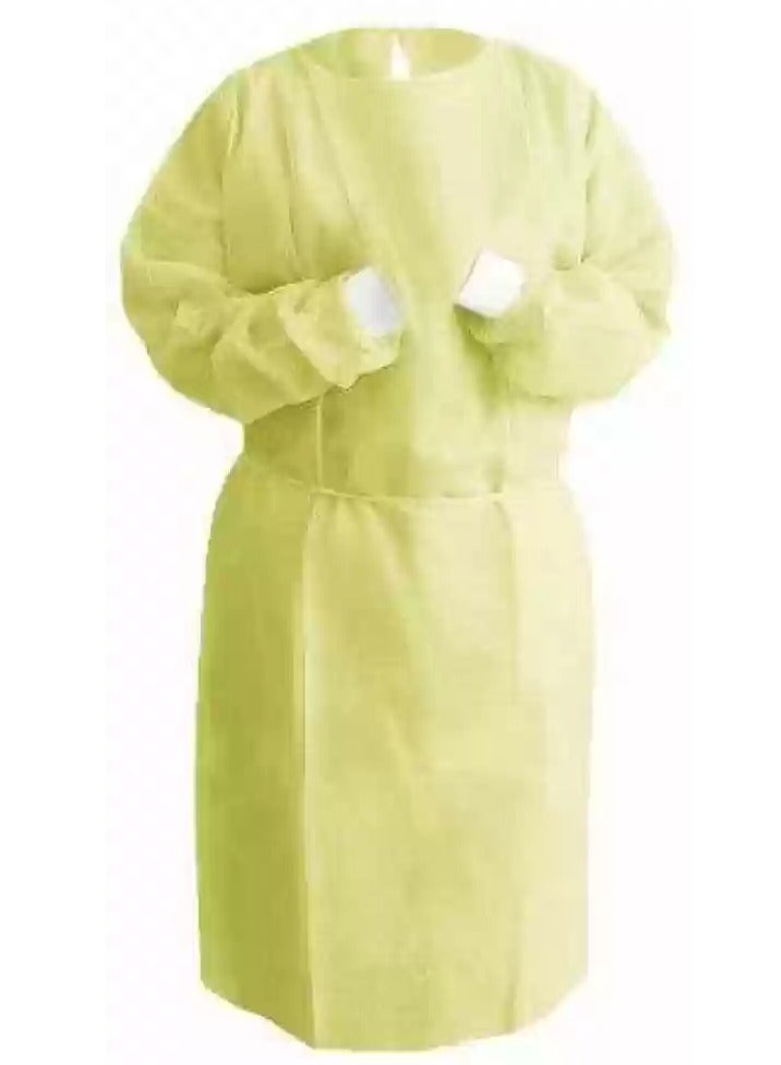 Max Care Isolation Gown Yellow 25g Lightweight Protective Gown with Knit Cuff Universal Size 10 Pack for Medical Use Daily Wear Home Care - Image 1