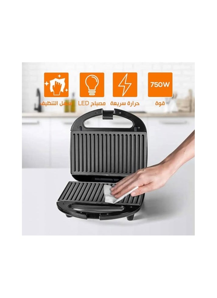 Home - Home Gold 3 in 1 Waffle Maker, Sandwich Maker and Donut Maker, 750W Multifunctional Machine with Non-Stick Coating, LED Light and Heat Resistant Design, Model: 2023-2 - Image 1
