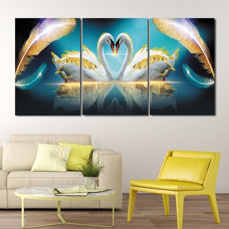 ماركتنا ثلاث لوحات قماشية فخمة بتصميم مودرن مع برواز مجوف مقاس (90×40) ثلاث قطع - Image 1