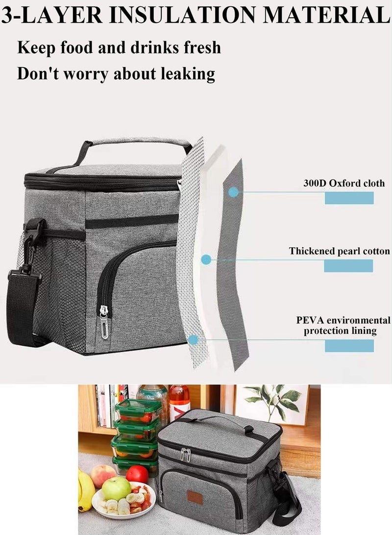 viola Lunch Bags 15L Insulated Cooler Bag for Men Women, Reusable Insulated Waterproof Lunch Bag for Office Work School Picnic Beach Gym (Grey) - Image 4
