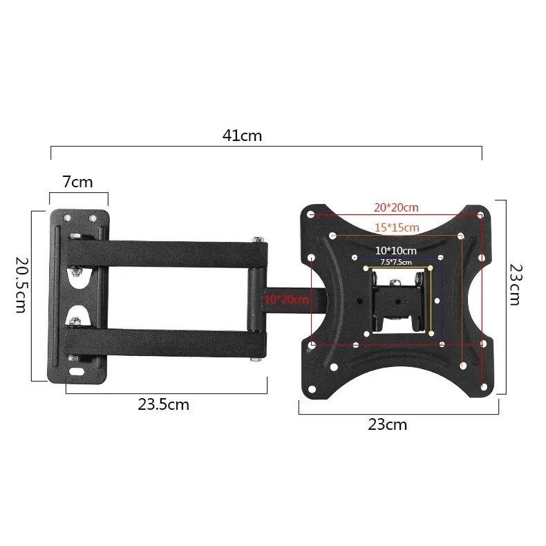 BEETEC Single Arm Swivel TV Wall Mount for 14-32 Inch Curved & Flat Panel TVs up to 30 kg/66 lbs and up to 200x200 VESA, Full-Motion Design with Sliding Long Arm for Maximum Viewing, Black - TF-200S - Image 2