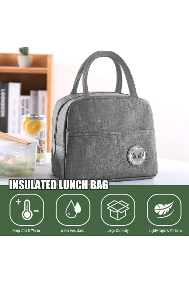 Star Babies Insulated Mini Lunch Bag with 5 Compartment Lunch Box and Fork-Spoon Set- Gray - Image 4
