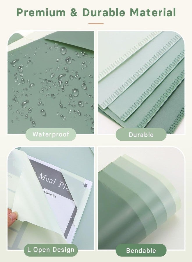 GAUENEEN Plastic Folders Sleeves, Gradient Colors Plastic Project Pockets for Paper 11.9 × 8.5 Inches, Transparent Document Folders for School and Office Supplies (5 Pack, Green) - Image 3