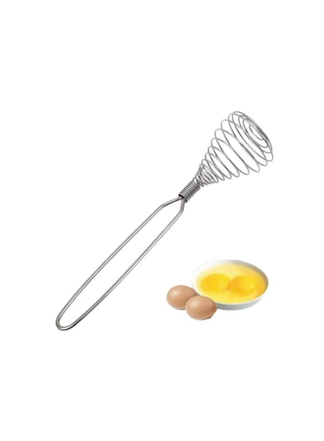 AISIBO Mini French Spring Whisk, 8.67 Inch Silver Stainless Steel Spring Coil Whisk, Hand Eggbeater Egg Mixer Whisk Blender Stirring Beater - Image 1