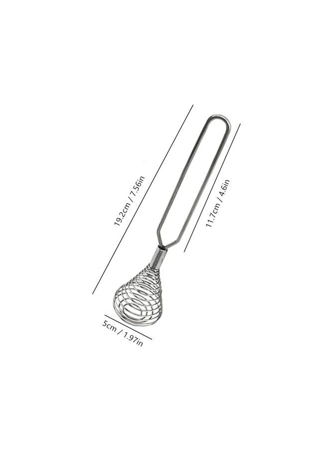 AISIBO Mini French Spring Whisk, 8.67 Inch Silver Stainless Steel Spring Coil Whisk, Hand Eggbeater Egg Mixer Whisk Blender Stirring Beater - Image 2