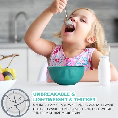 LIANGKEN Unbreakable Cereal Bowls 24 oz, Plastic Reusable Light Weight Bowl, Set of 6,Lightweight Bowls Made of Wheat Straw Fiber Ideal for Salad, Soup, Ramen, Noodles, Oatmeal, Rice,Snack - Image 4