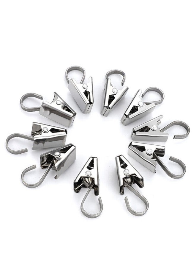 Cigeman Curtain Clips, Stainless Steel Hooks, Strong Clips For Shower Curtains, Thickened Old-style Metal Clothespins, Pack Of 10