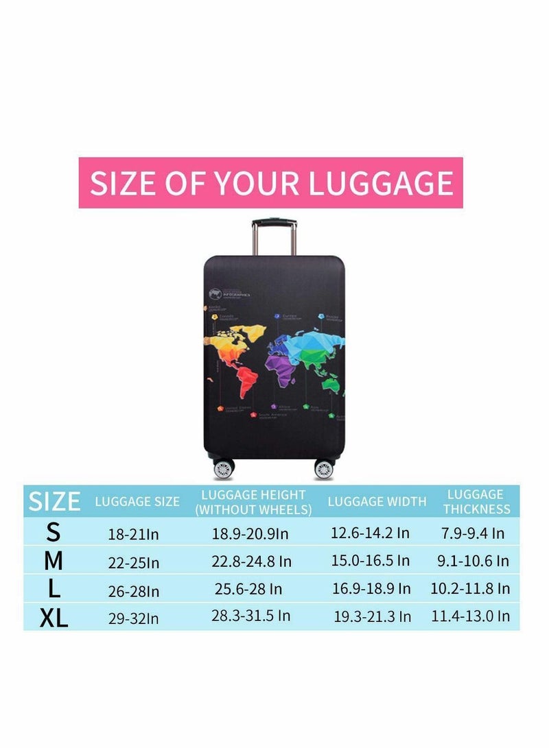 Y&D Luggage Cover, Water-Washable Suitcase Spandex Elastic Anti Scratch Protective Covers for 26-28 Inch Trolley Case Business Trip School Daily Usin (Map) - Image 5