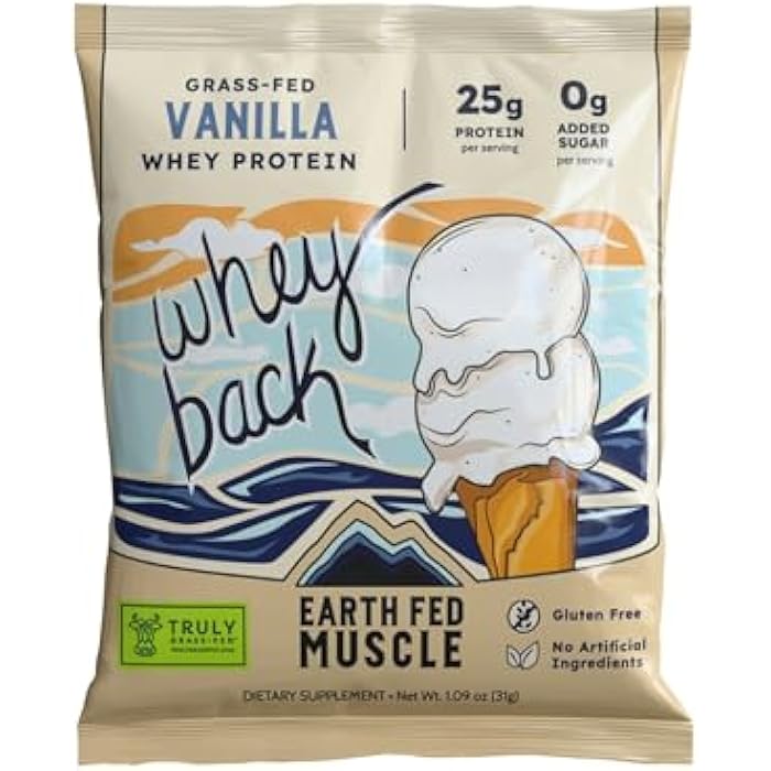 Earth Fed Muscle Whey Back Irish Grass Fed Whey Protein Isolate - NSF-Certified. No Artificial Ingredients, Soy Free, Gluten Free, Non-GMO and Hormone Free (1 Serving, Vanilla) - Image 1