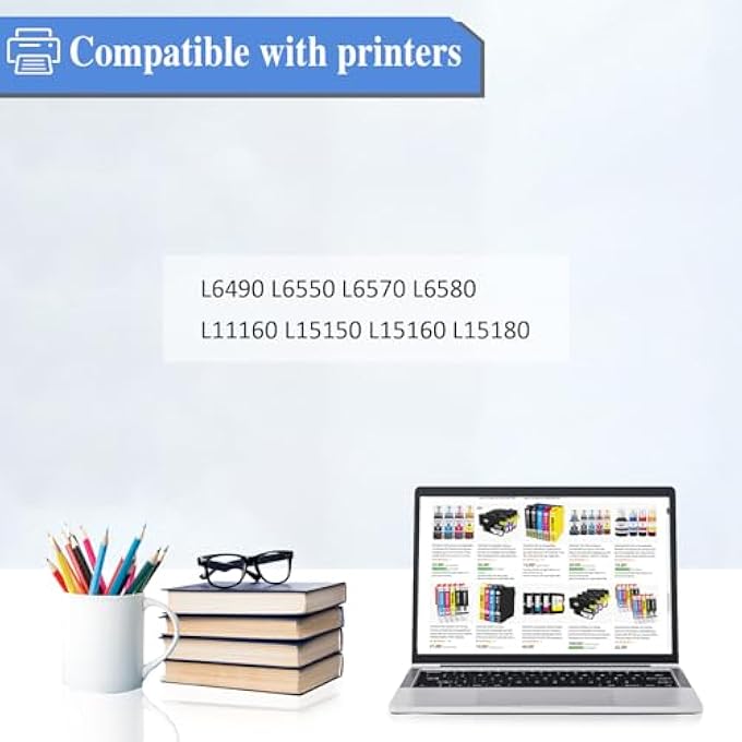 112 INK COMPATIBLE WITH EPSON 112 C13T06C14A C13T06C24A C13T06C34A C13T06C44A INK CONTAINER REFILL INK MULTIPACK FOR ECOTANK L6490 L6550 L6570 L6580 L1116 0 L15 0150 L15160 L15180(4-PACK) - Image 2